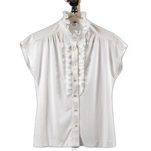 Vintage 70s Mardi Modes white buttons down shirt size 12/M